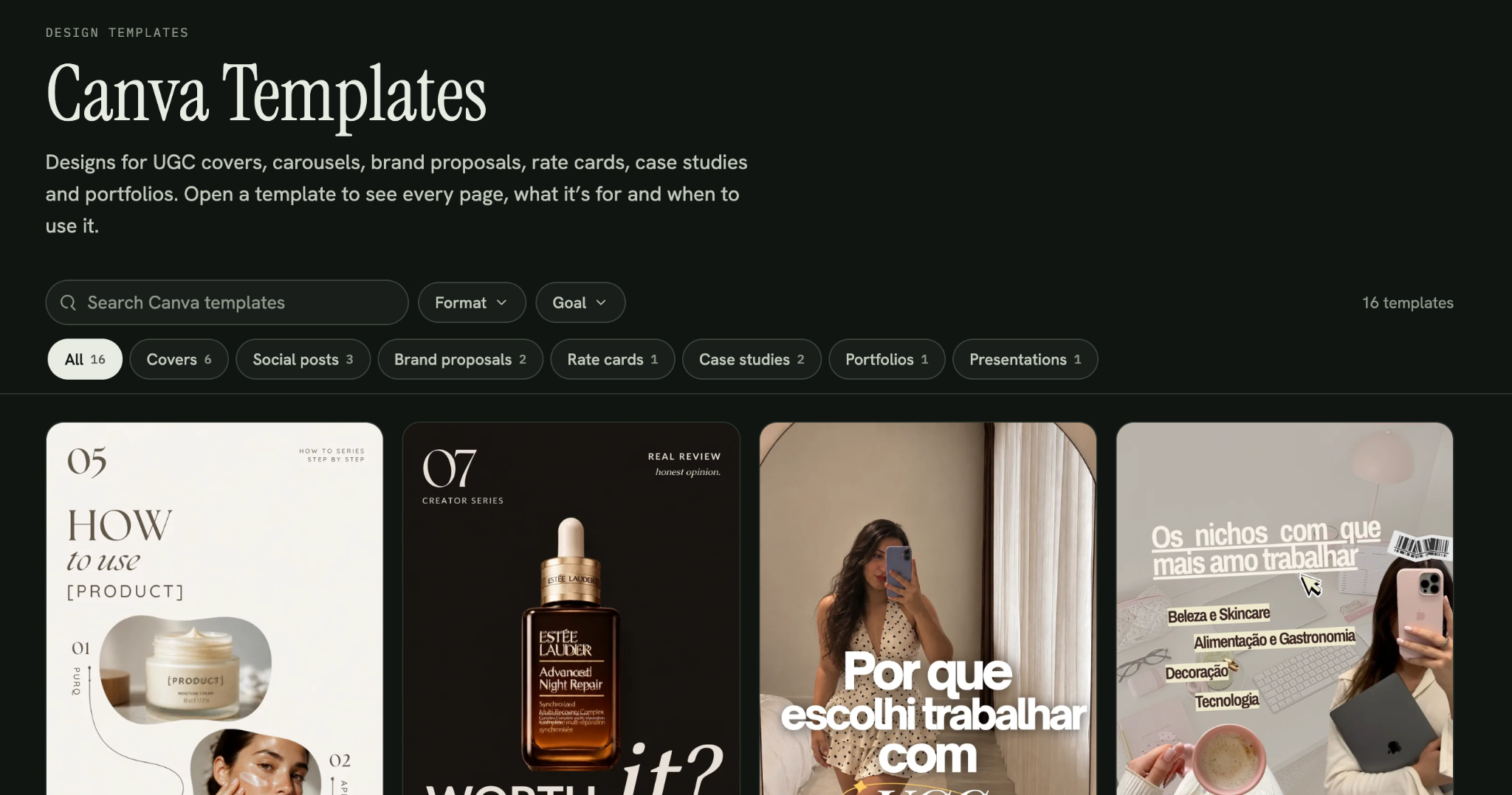 Biblioteca de templates Canva