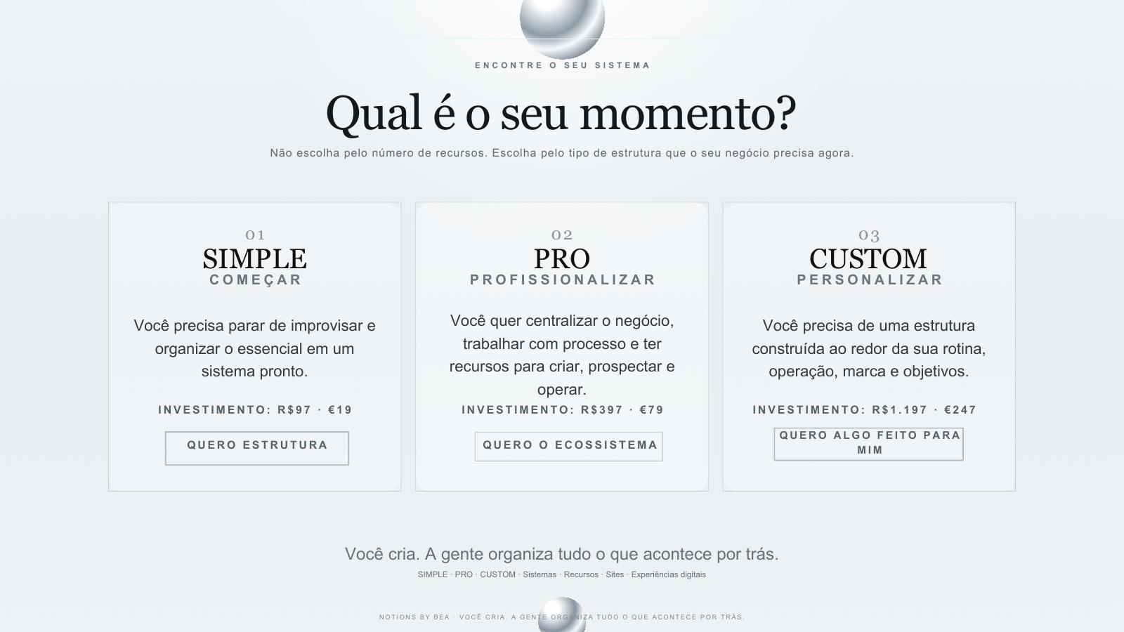 Comparação final entre SIMPLE, PRO e CUSTOM